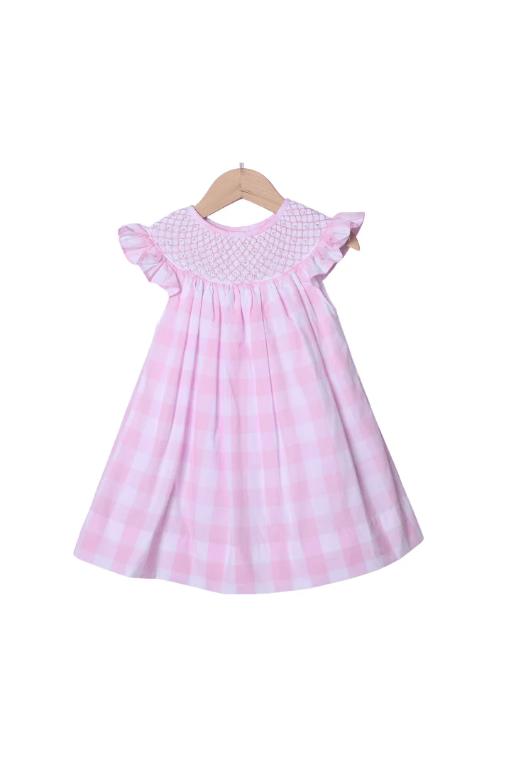 Smocked Heirloom and Pearl Pink Buffalo Dress