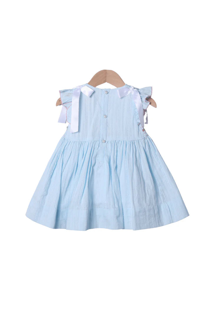Smocked Heirloom Blue Linen Dress - Image 2