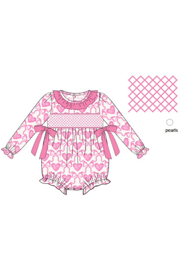 Smocked Heirloom Pearl Heart and Bow Bubble - Image 2
