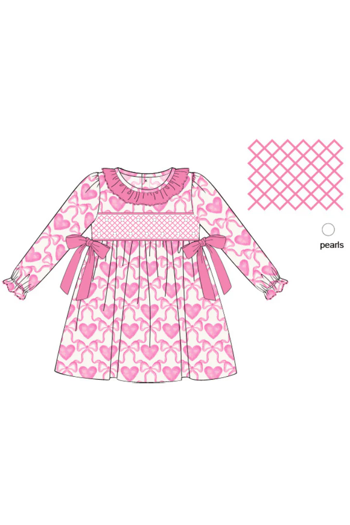 Smocked Heirloom Pearl Heart and Bow Dress - Image 2