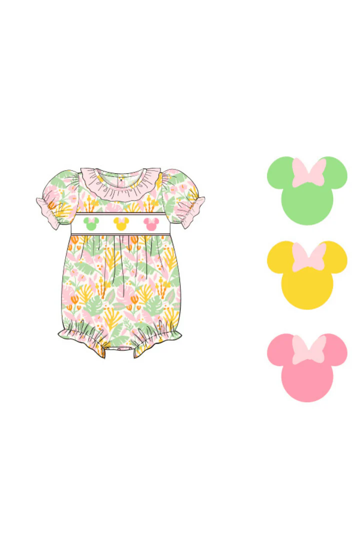 Smocked Mouse Tropical Floral Bubble - Image 2