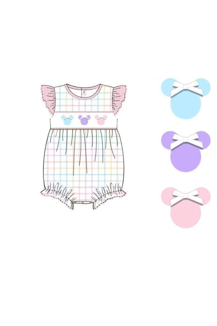 Smocked Mouse Pastel Plaid Bubble - Image 2