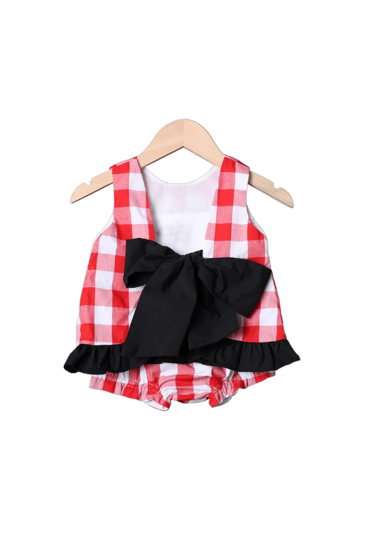 Smocked Mouse Red Gingham Bow Bloomer Set - Image 2
