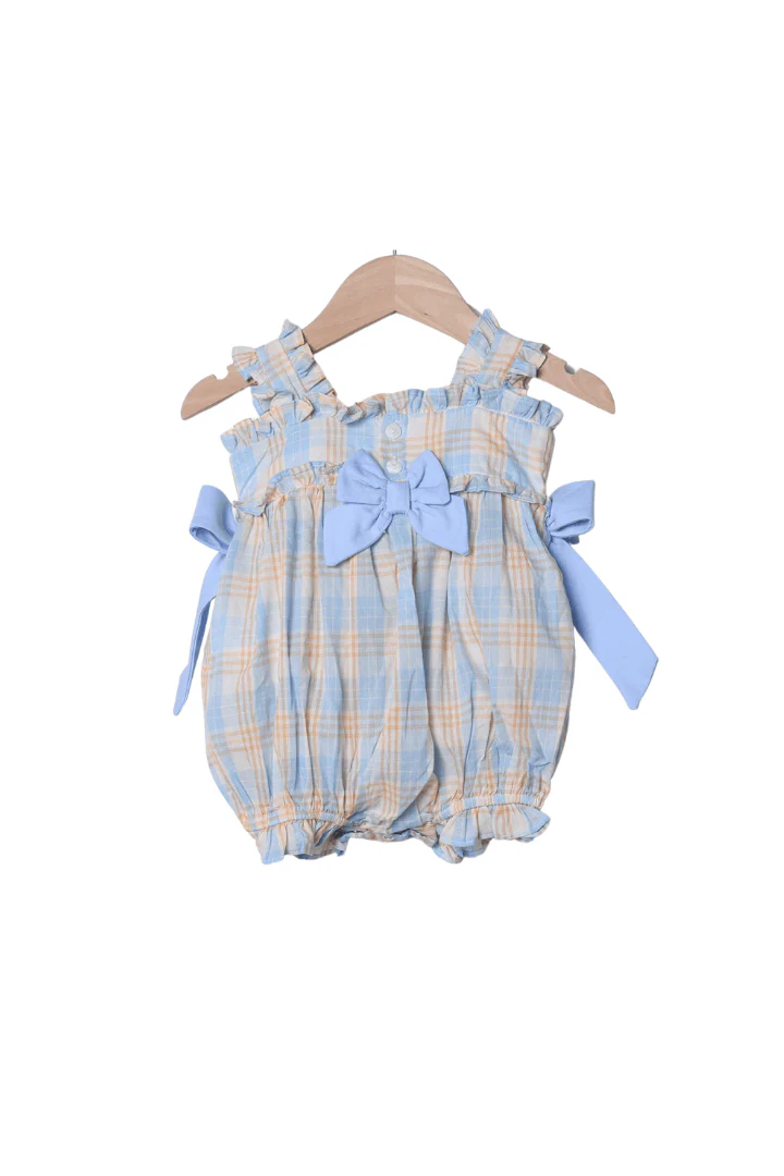 Smocked Ocean Creatures Plaid Bow Bubble - Image 2