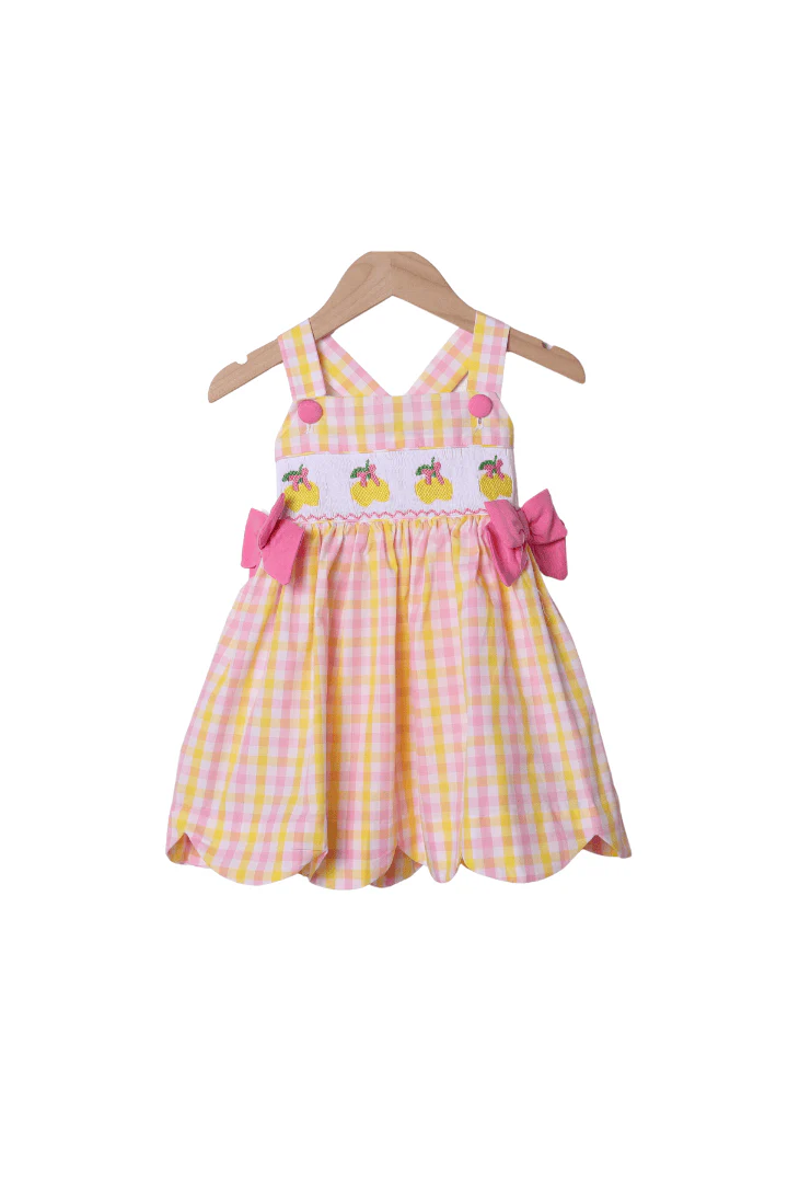 Smocked Pink Lemonade Scalloped Dress
