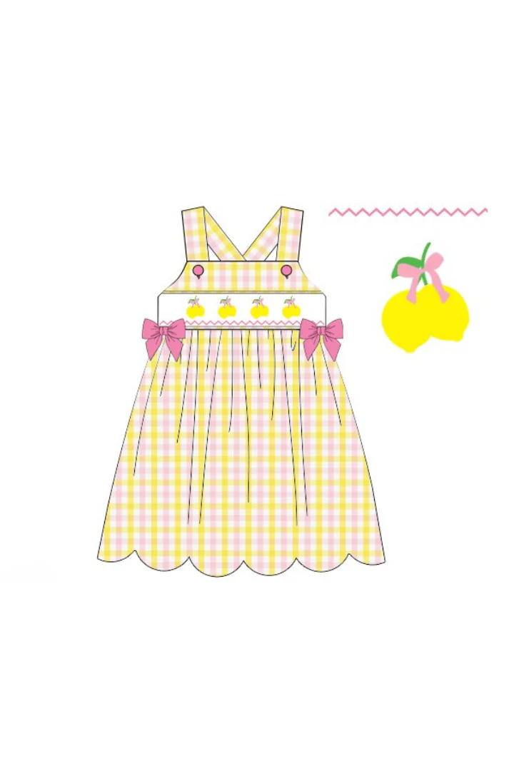 Smocked Pink Lemonade Scalloped Dress - Image 2