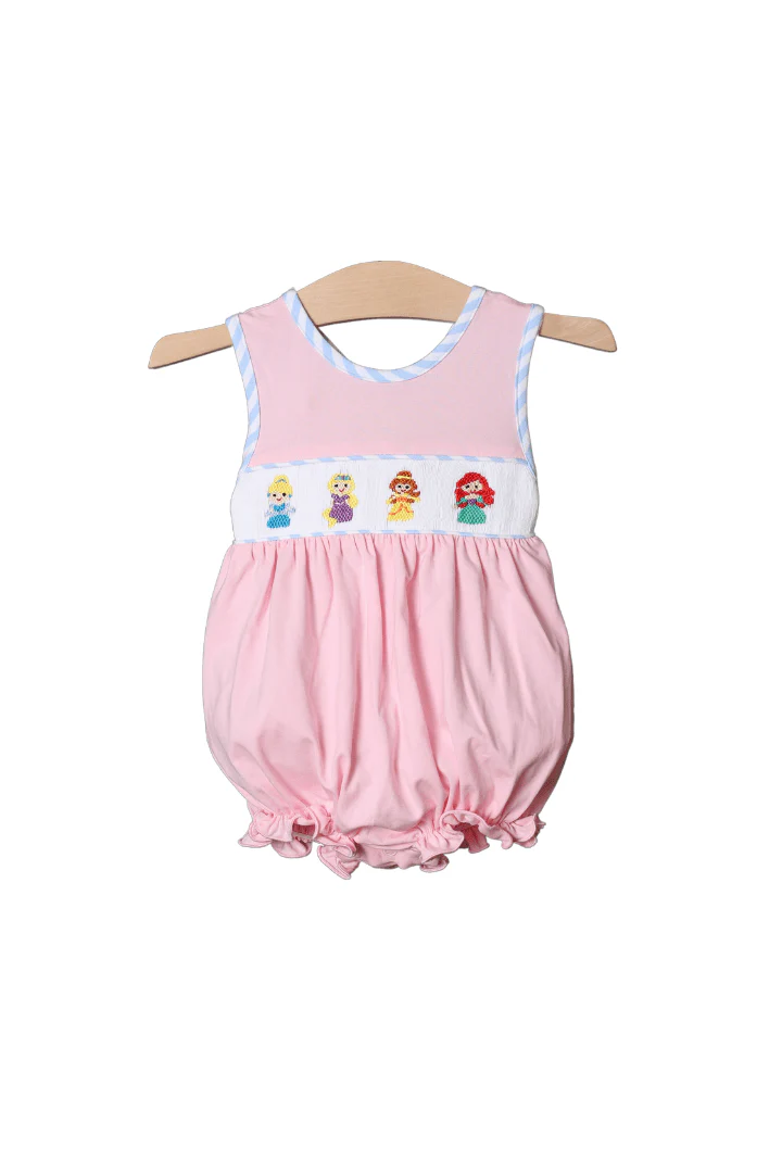 Smocked Pink Princess Bow Bubble