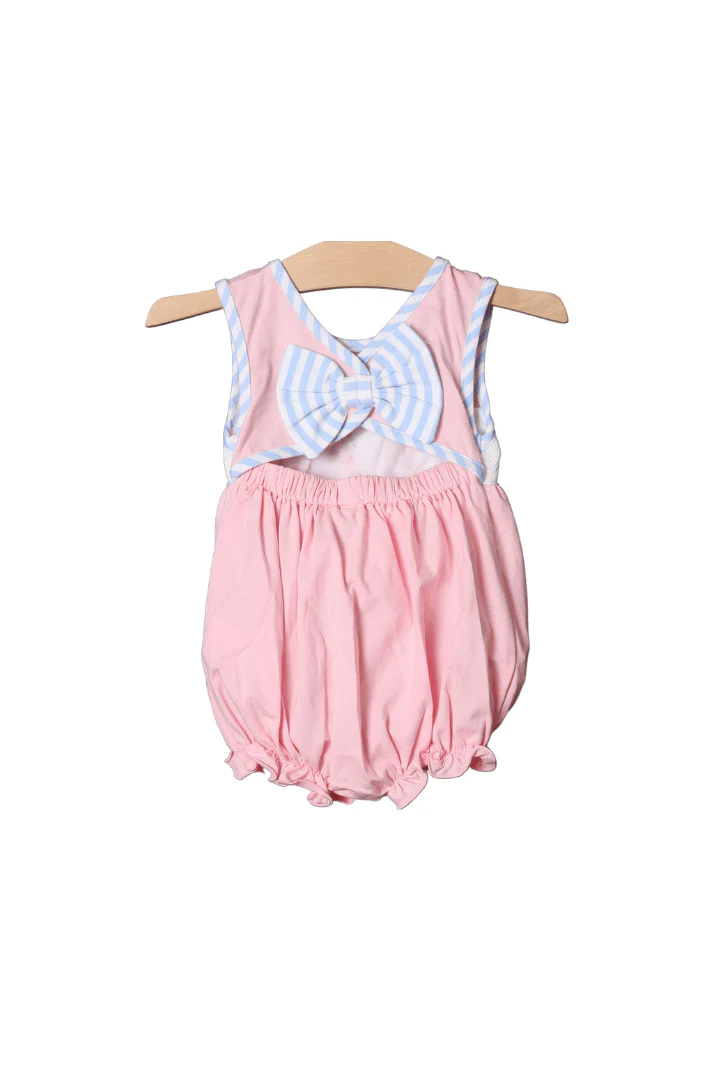 Smocked Pink Princess Bow Bubble - Image 2