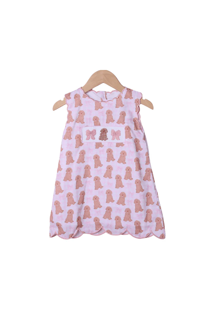 Smocked Pink Pups and Bows Dress