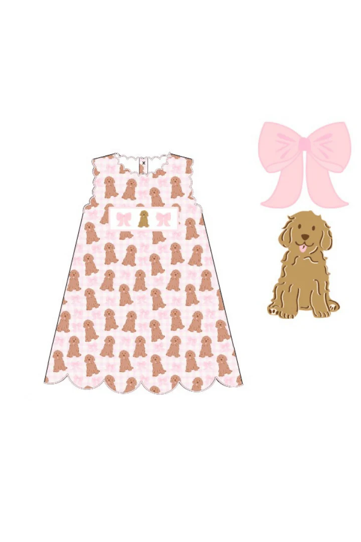 Smocked Pink Pups and Bows Dress - Image 2