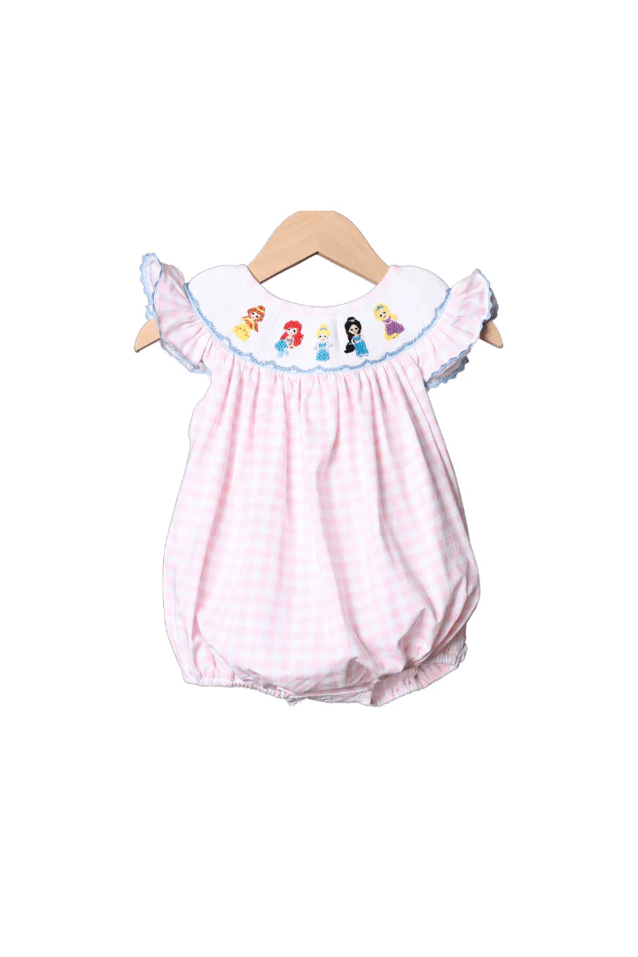 Smocked Princess Pink Gingham Bishop Bubble