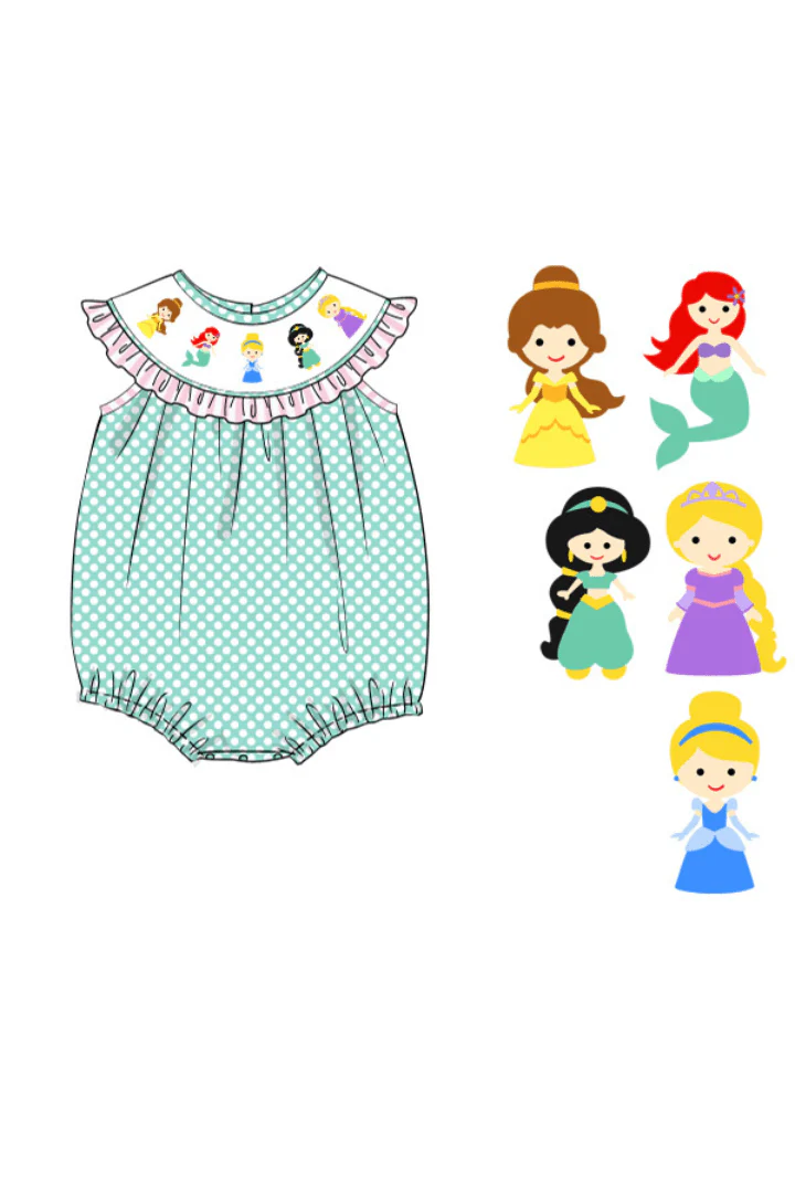 Smocked Princess Polka Dot Bishop Bubble - Image 2