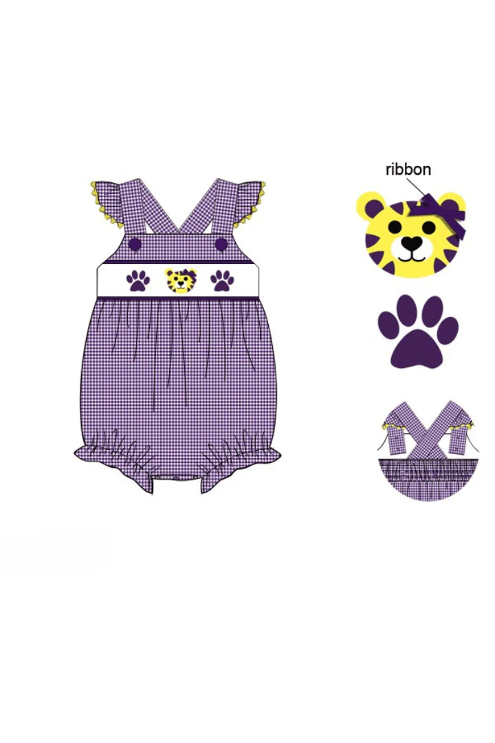 Smocked Purple/Gold Tiger Bubble - Image 2