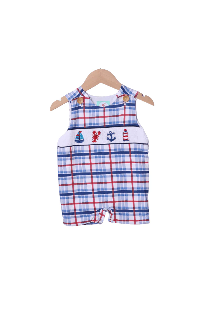 Smocked Sailboat Plaid Jon Jon