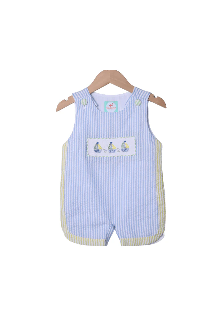 Smocked Sailboat Blue/Yellow Jon Jon