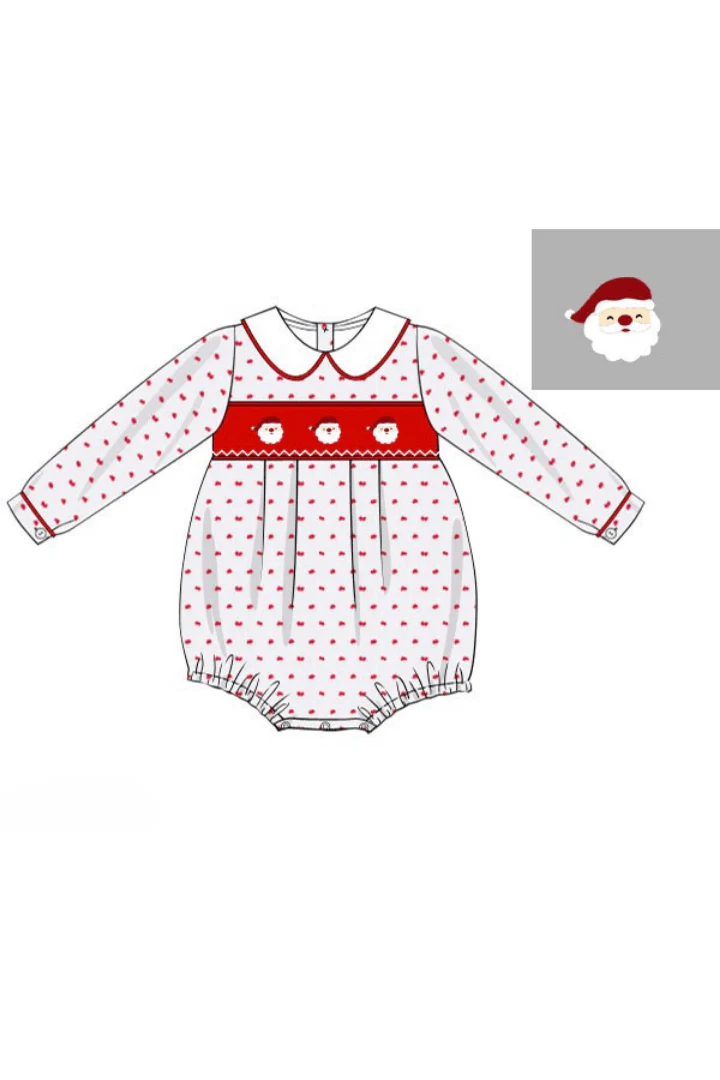 Smocked Santa Red Swiss Dot Bubble - Image 2