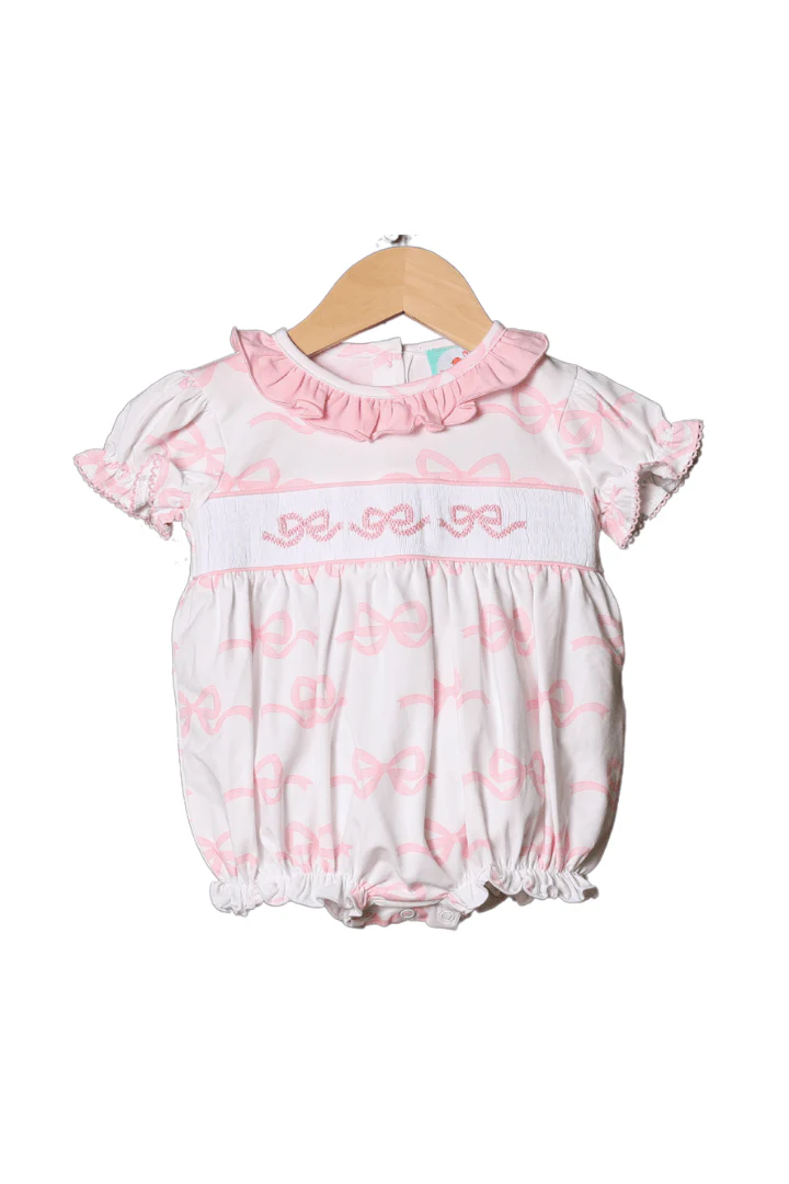 Smocked Sweet Bow Short Sleeve Bubble