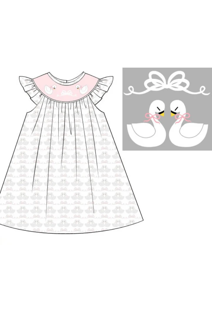 Smocked Sweet Swan Bishop Dress - Image 2