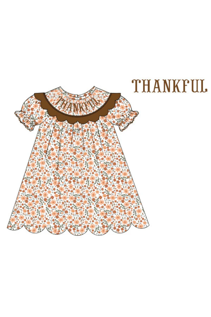 Pre-Order Smocked Thankful Floral Dress