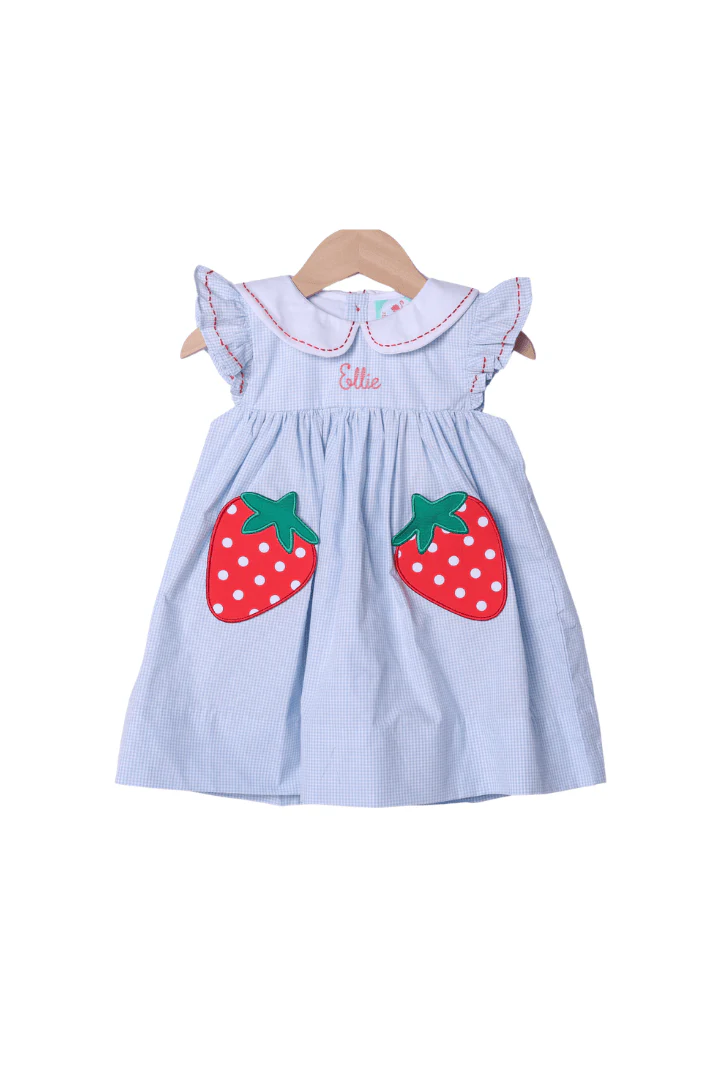 Strawberry Patch Blue Gingham Dress