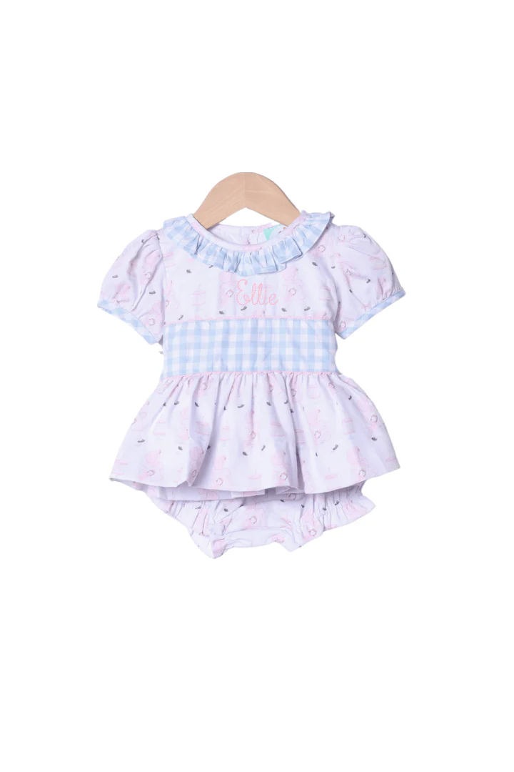 Sweet Birthday Girl Gingham Bloomer Set