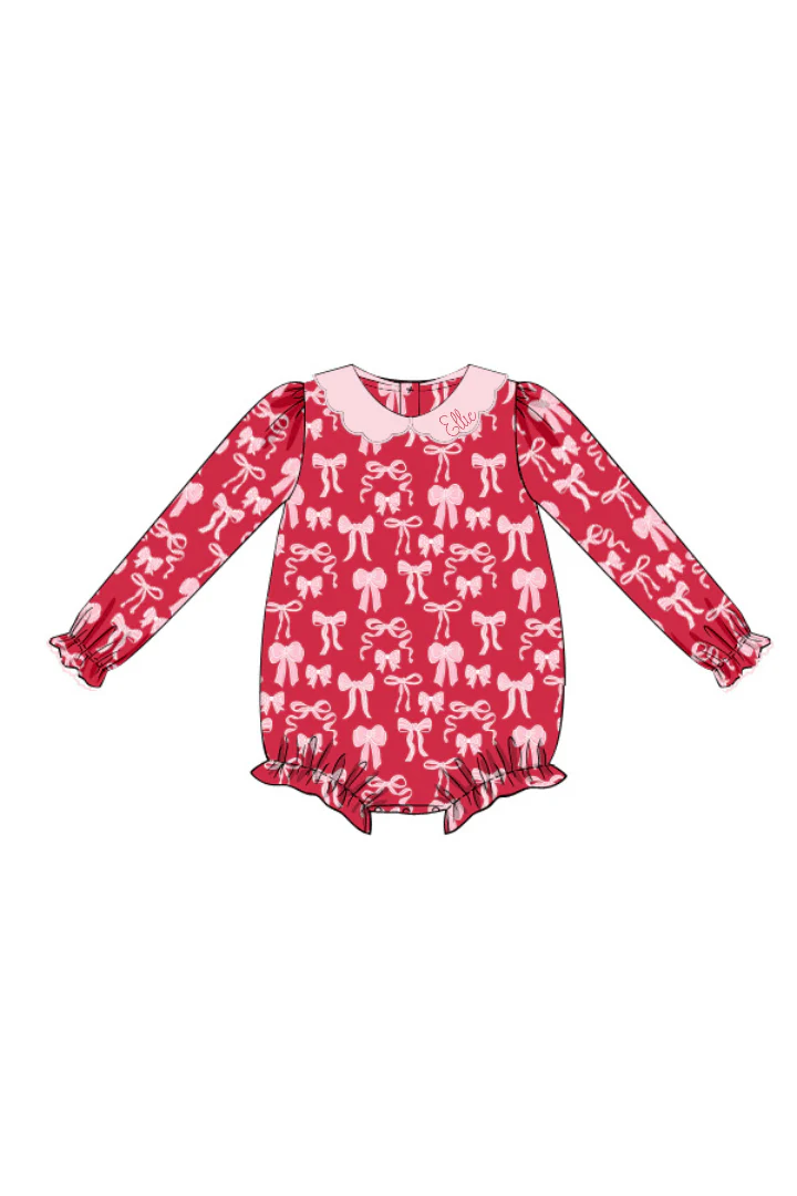 Sweet Bow Red and Pink Scalloped Bubble - Image 2