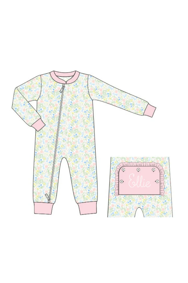Sweet Bunny Floral Lounge Romper - Image 3