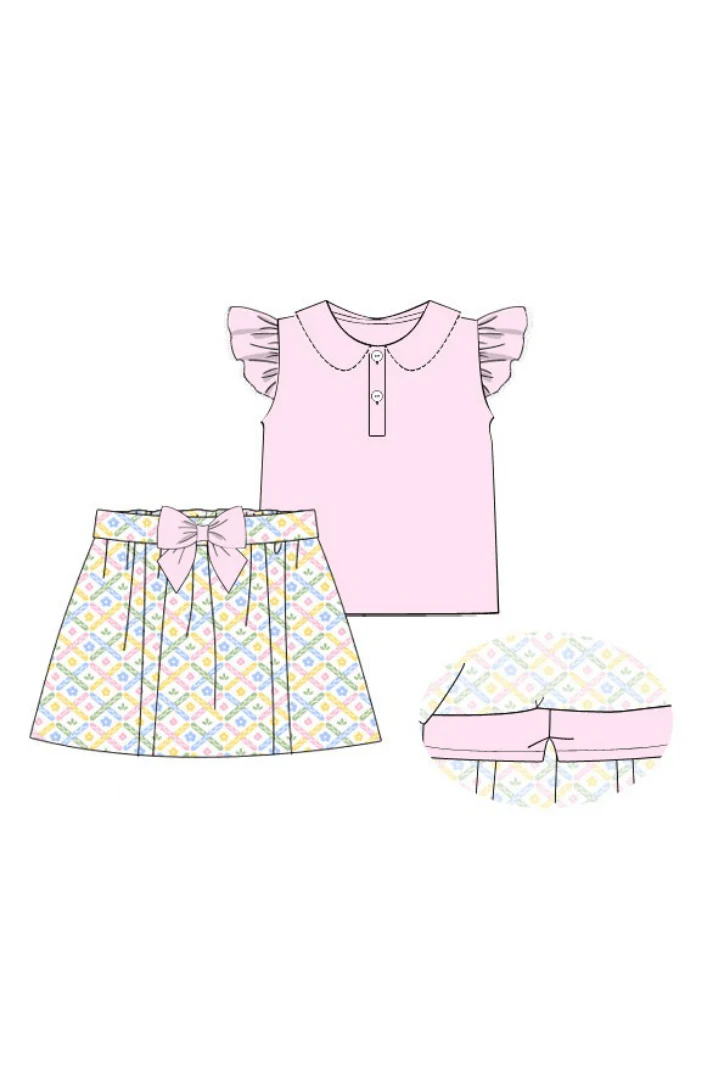 Sweet Colorful Floral Skort Set - Image 3