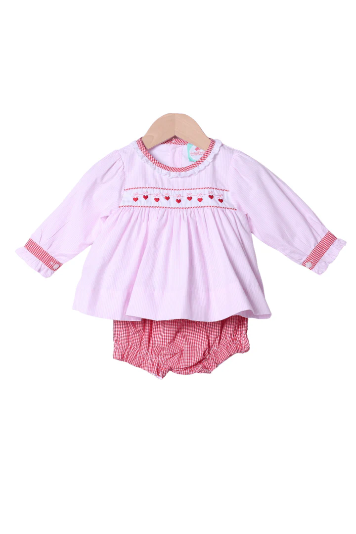 Sweet Embroidered Heart Bloomer Set