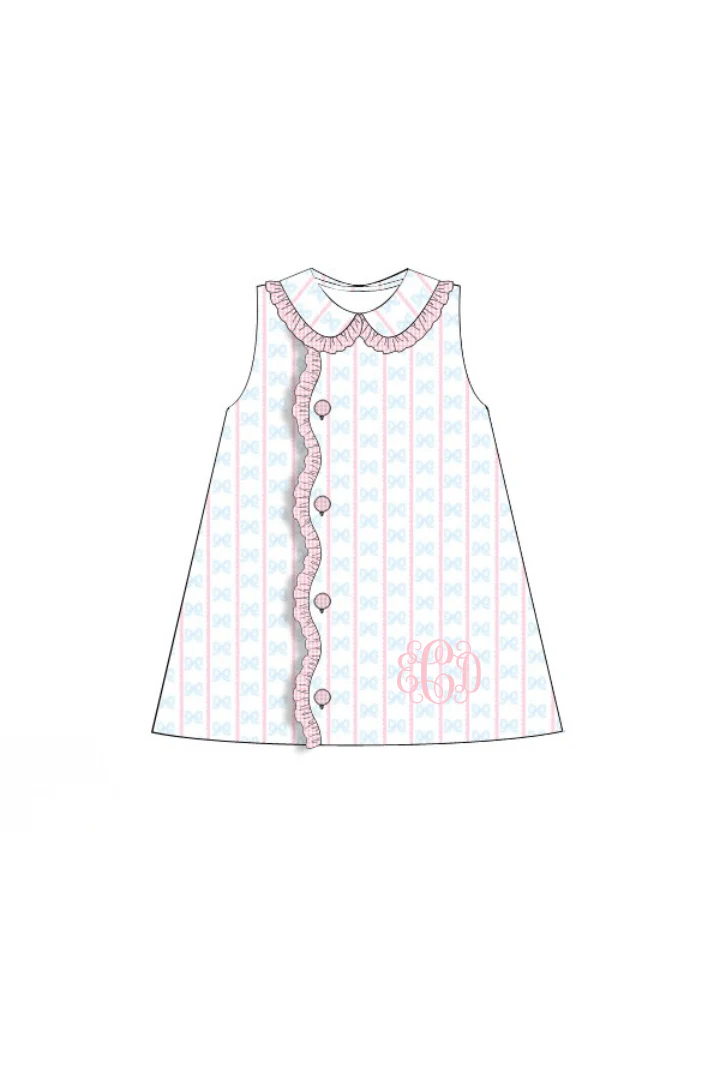 Sweet Scalloped Bow Honeycomb Ruffle Dress - Image 2