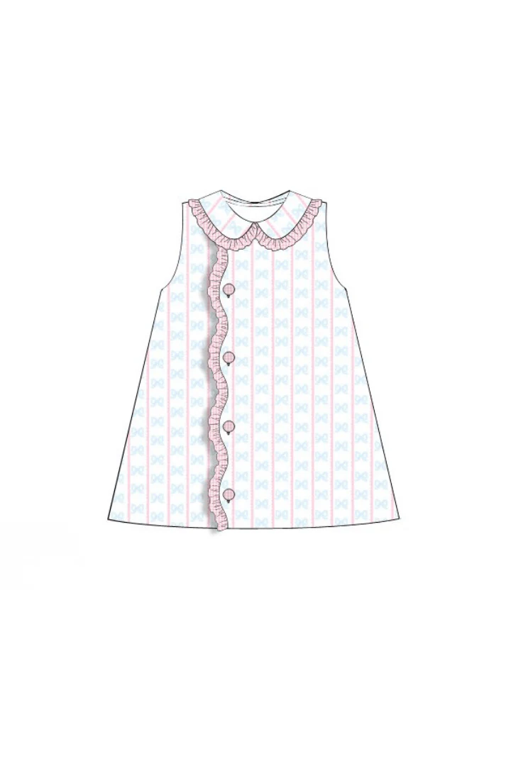 Sweet Scalloped Bow Honeycomb Ruffle Dress - Image 3