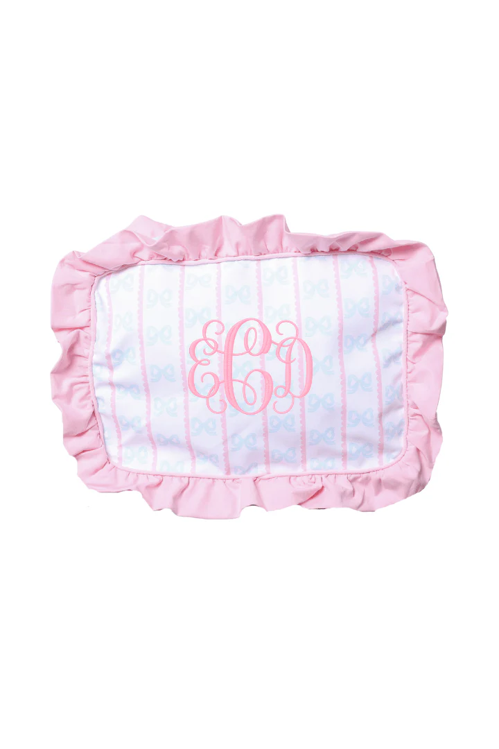 Sweet Scalloped Bow Zippered Ruffle Pouch