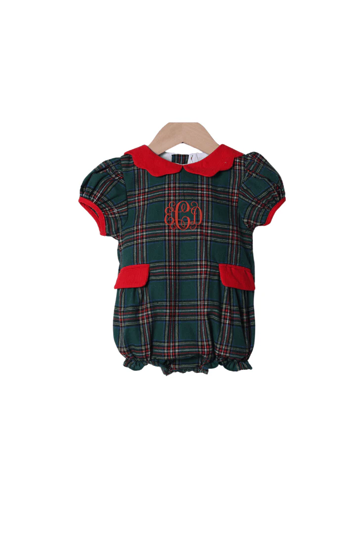 Tartan Plaid/Red Corduroy Bow Bubble