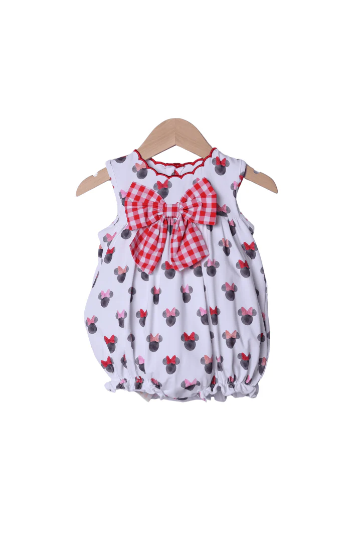 Watercolor Mouse Scalloped Bow Bubble