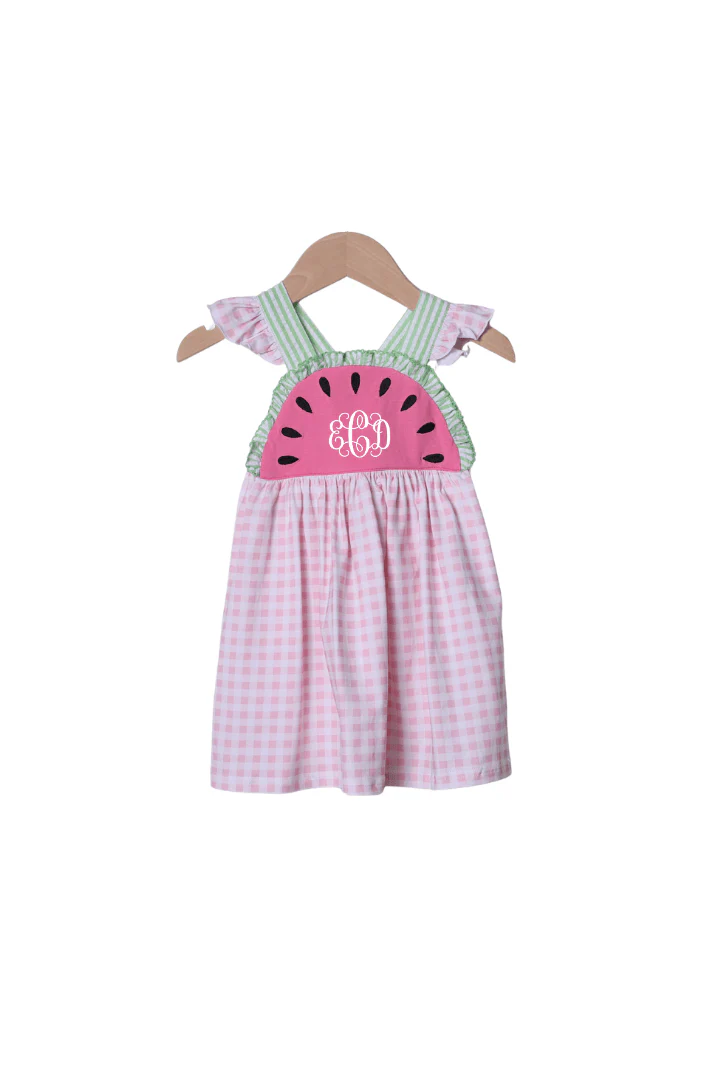 Watermelon Pink Gingham Sun Dress