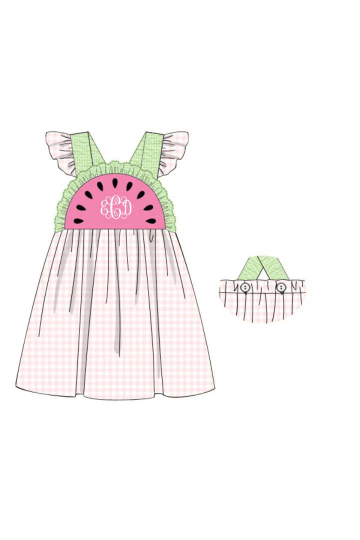 Watermelon Pink Gingham Sun Dress - Image 2