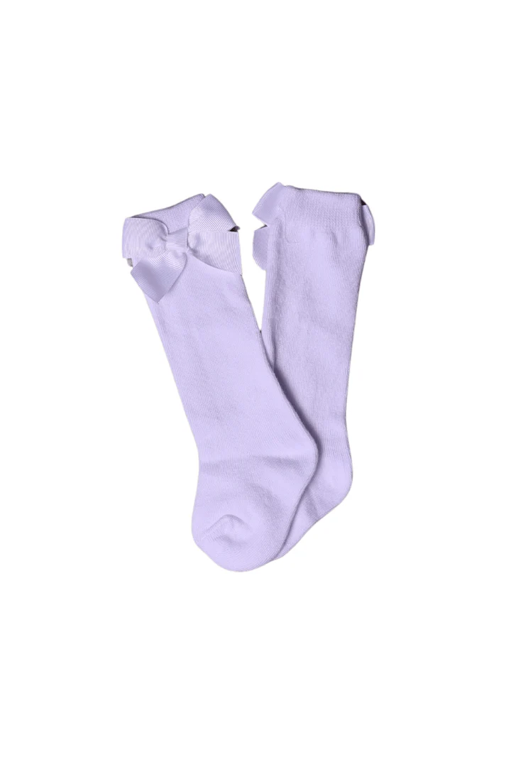 White Bow Knee Socks