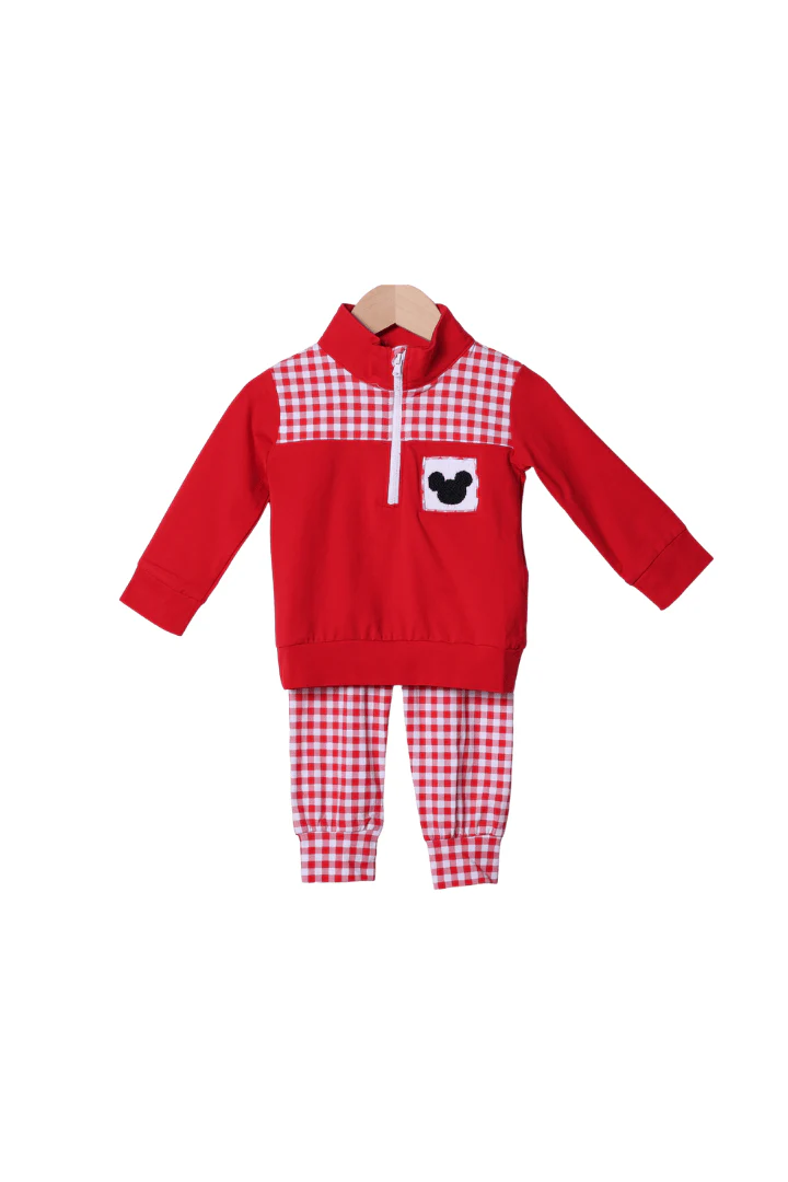 Red Gingham Mouse Pant Set
