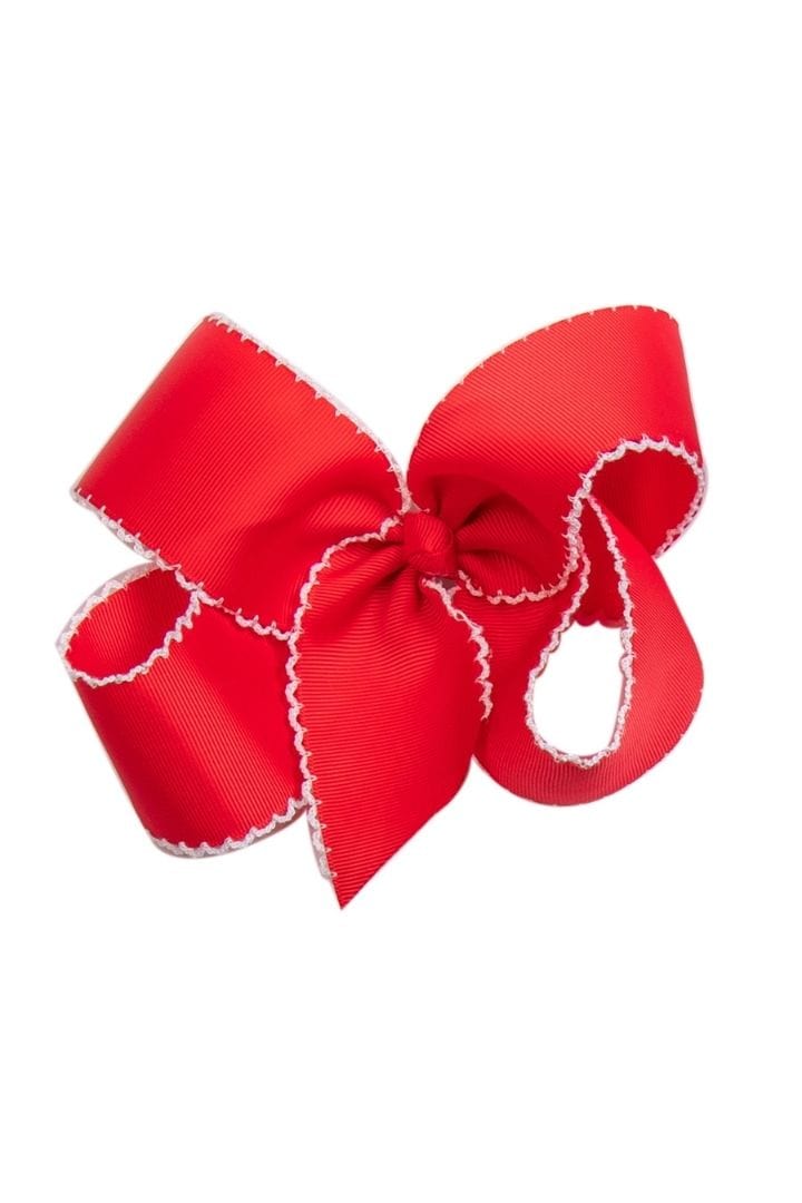 Scalloped Edge Grosgrain Bow Red