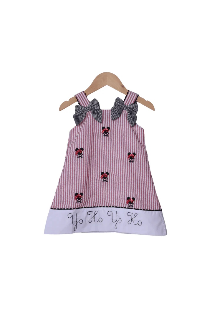 Red Stripe Bow Pirate Mouse Dress