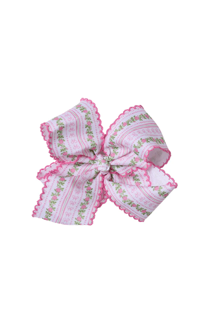 Scalloped Edge Grosgrain Fancy Floral Bow