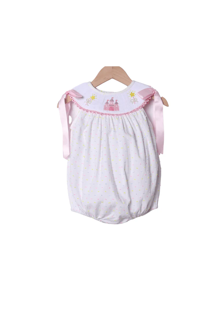 Smocked Colorful Castle Swiss Dot Bubble