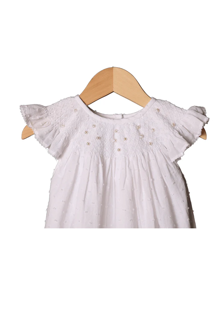 Smocked Heirloom White Swiss Dot Pearl Bubble - Image 2
