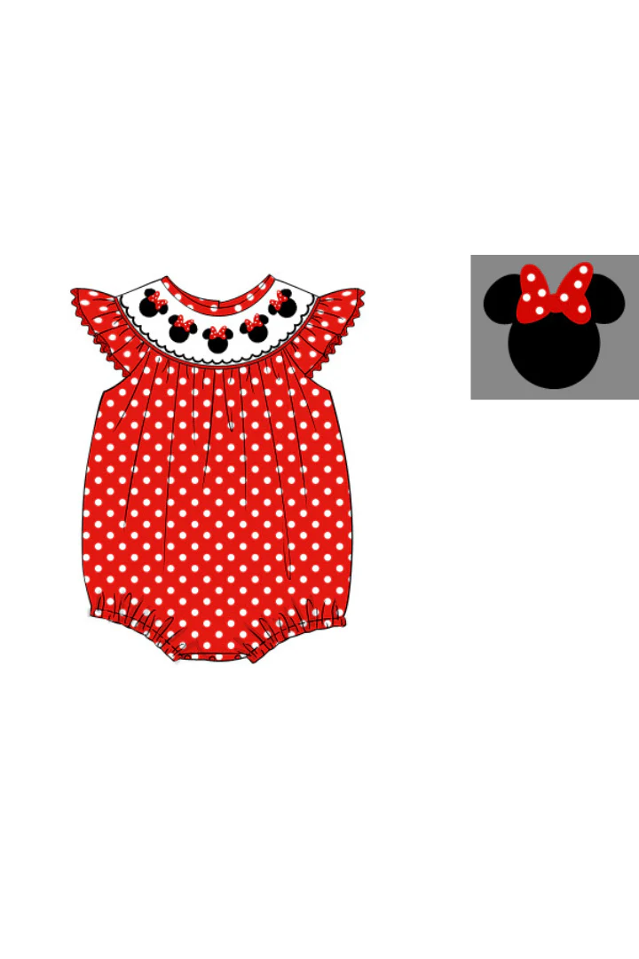 Smocked Mouse Red Polka Dot Bubble - Image 2