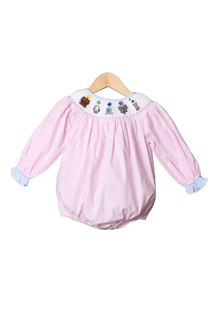 Smocked Party Animal Long Sleeve Bubble
