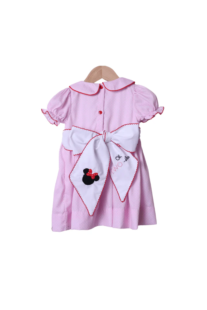 Smocked Pink Mouse Oh, Two-dles Dress - Image 2