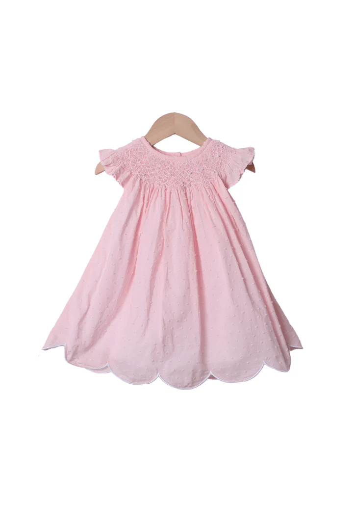 Smocked Heirloom Pink Swiss Dot Pearl Dress