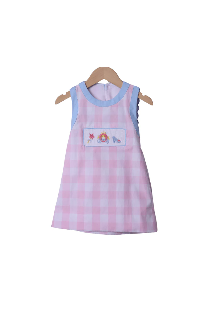 Smocked Princess Carriage Pink Gingham Dress