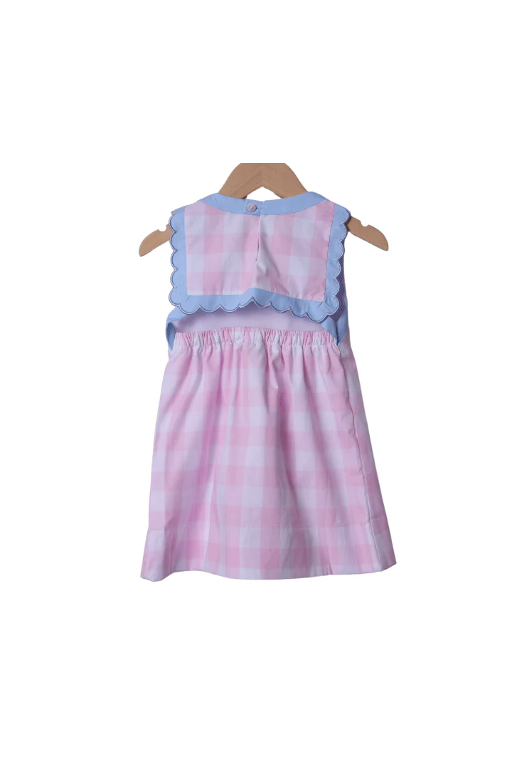 Smocked Princess Carriage Pink Gingham Dress - Image 2