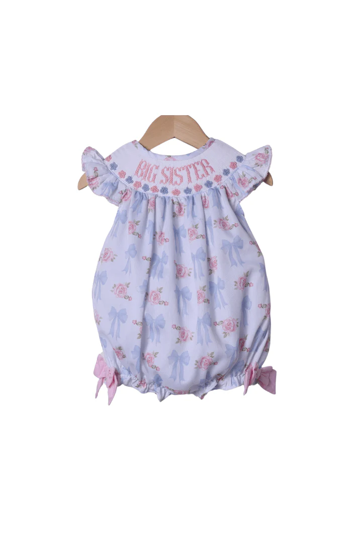 Smocked Rose and Bow Big Sister Bubble